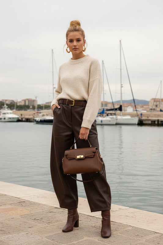 GABIN Pantalon barrel similicuir