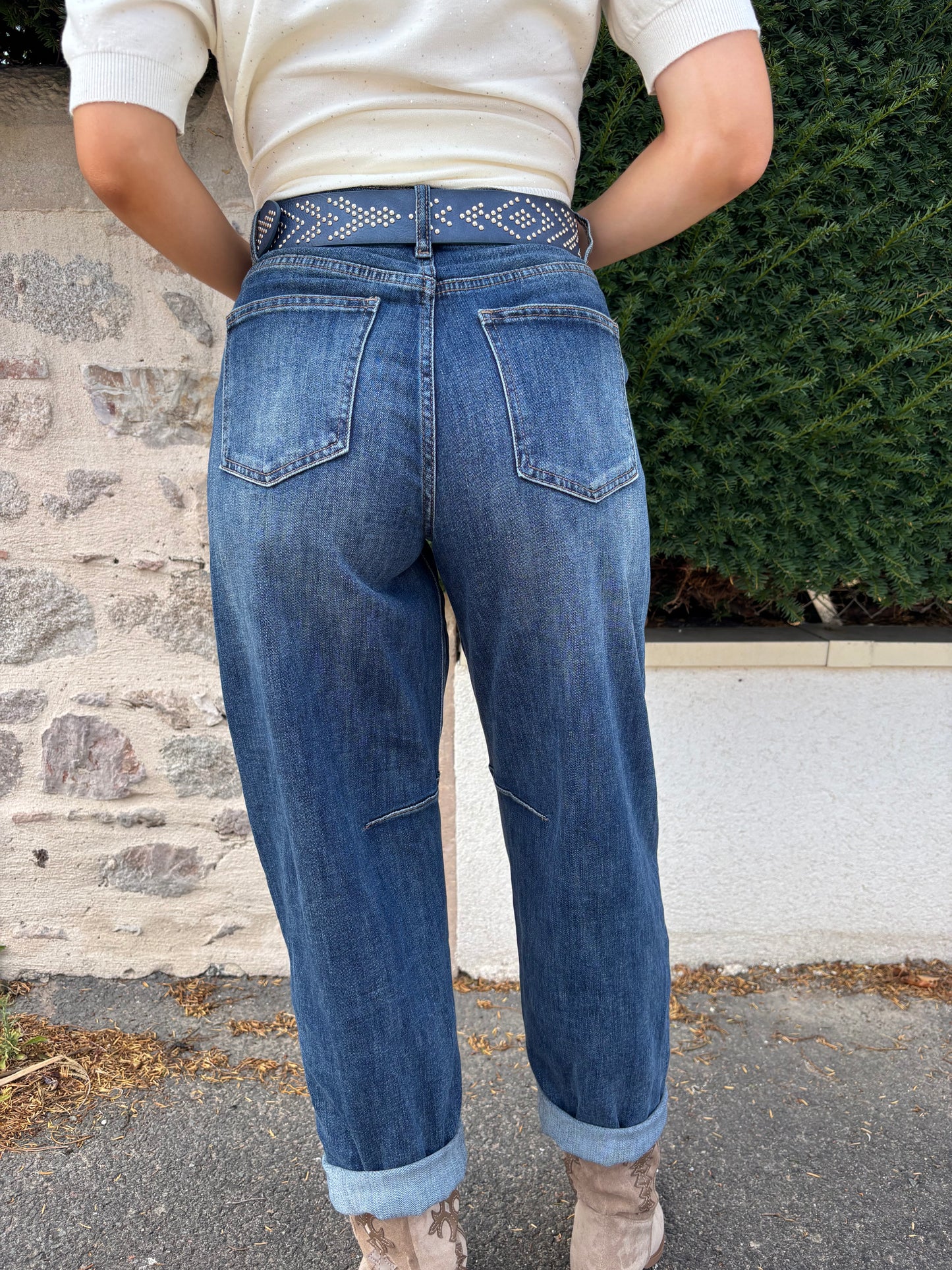 CÉLINE jean croisé avec ceinture
