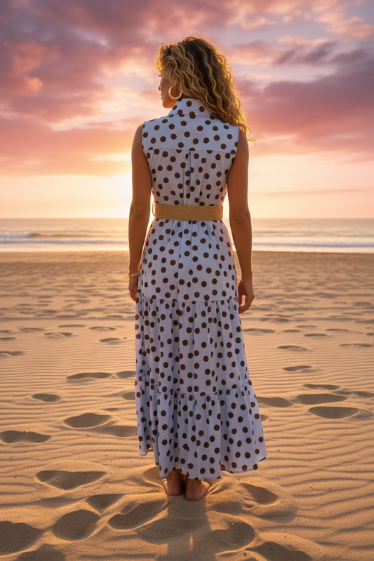 405 ROBE LONGUE BOUTONNÉE A POIS