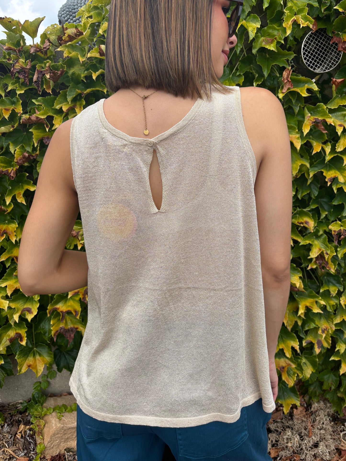 INÈS débardeur trapèze beige doré
