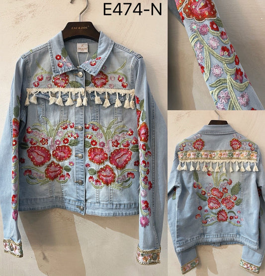 662 Veste en jean style bohème