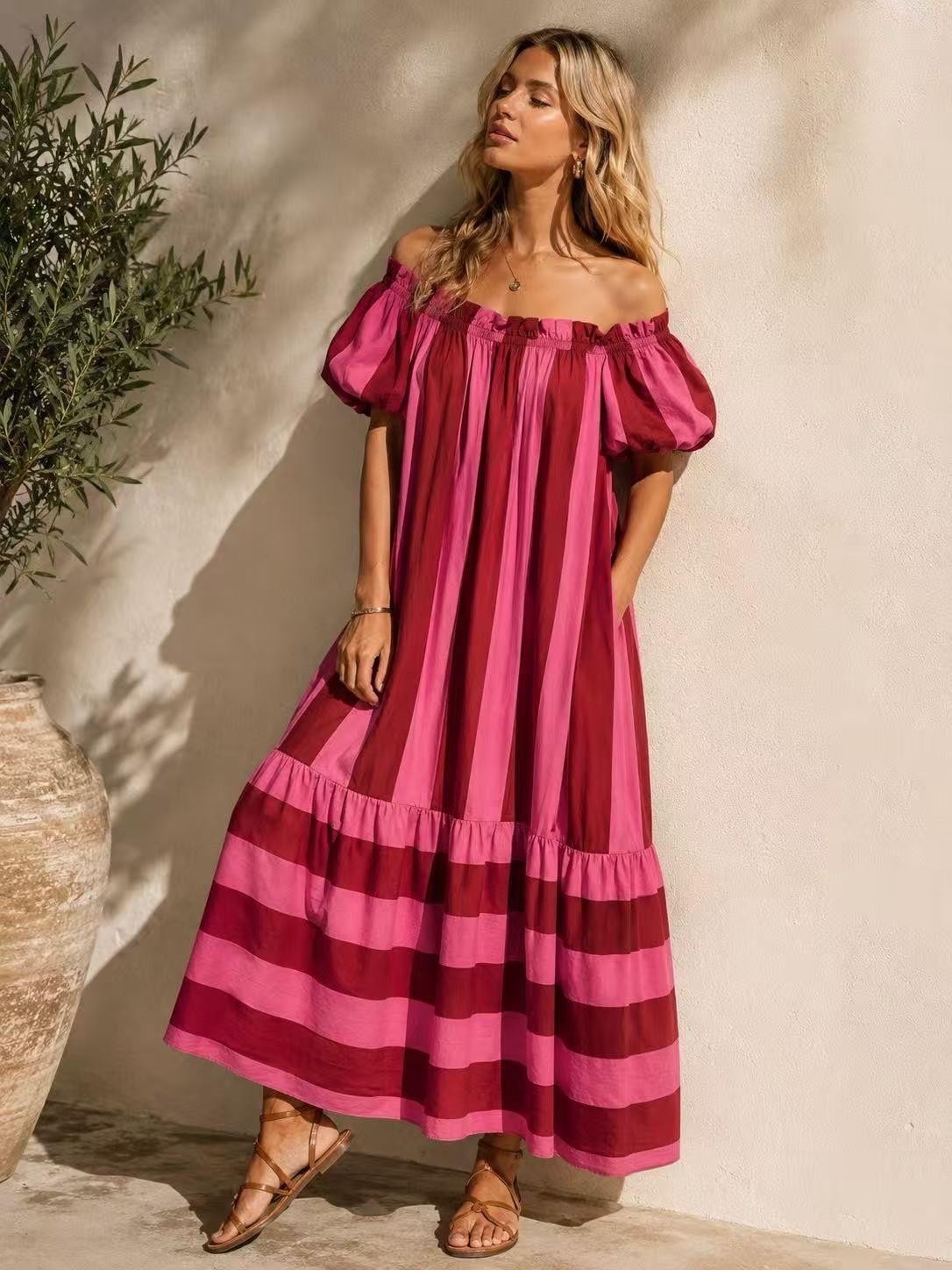 699 robe longue rayures