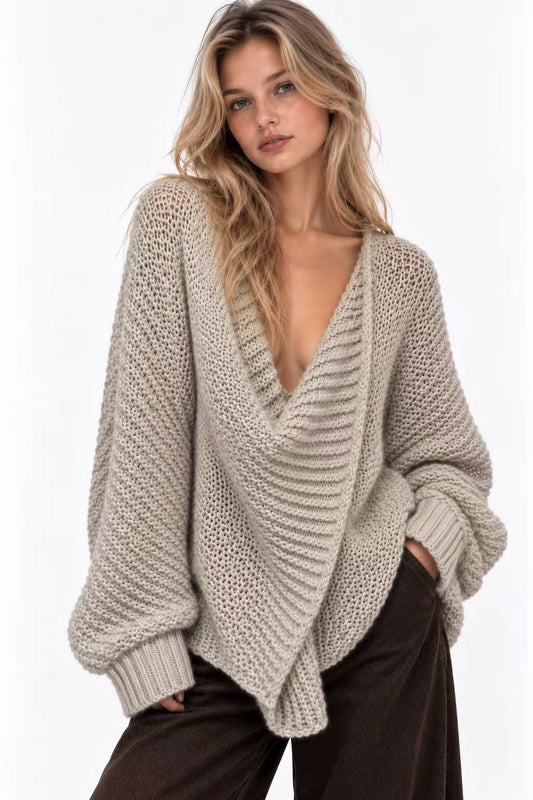 ALEXANDRA Pull grosse maille croisé