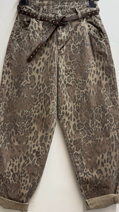 NOA Pantalon léopard avec ceinture