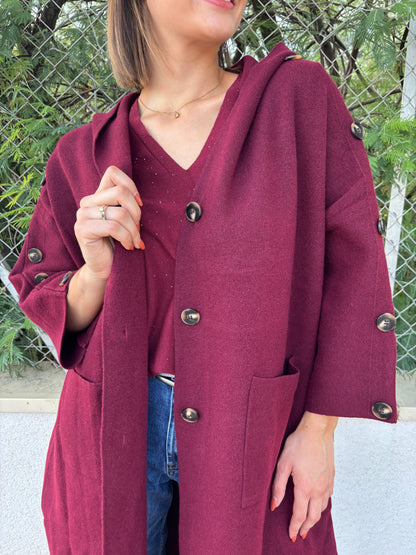 INÈS veste longue manche 3/4 boutonnée