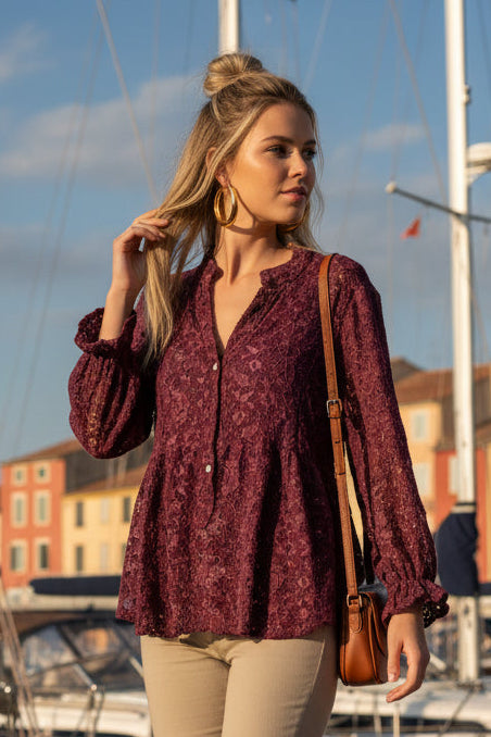 TULUM Blouse Dentelle Velours