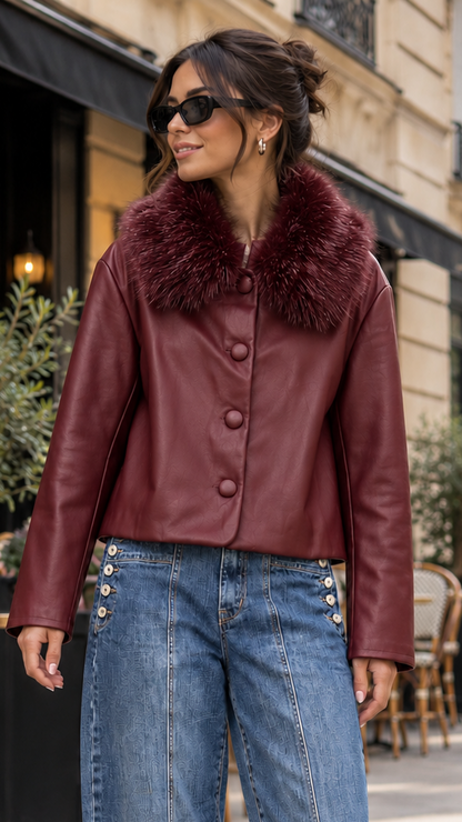 JAVA Veste courte avec fourrure similicuir