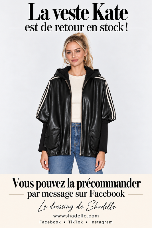 KATE veste simili cuir avec bande