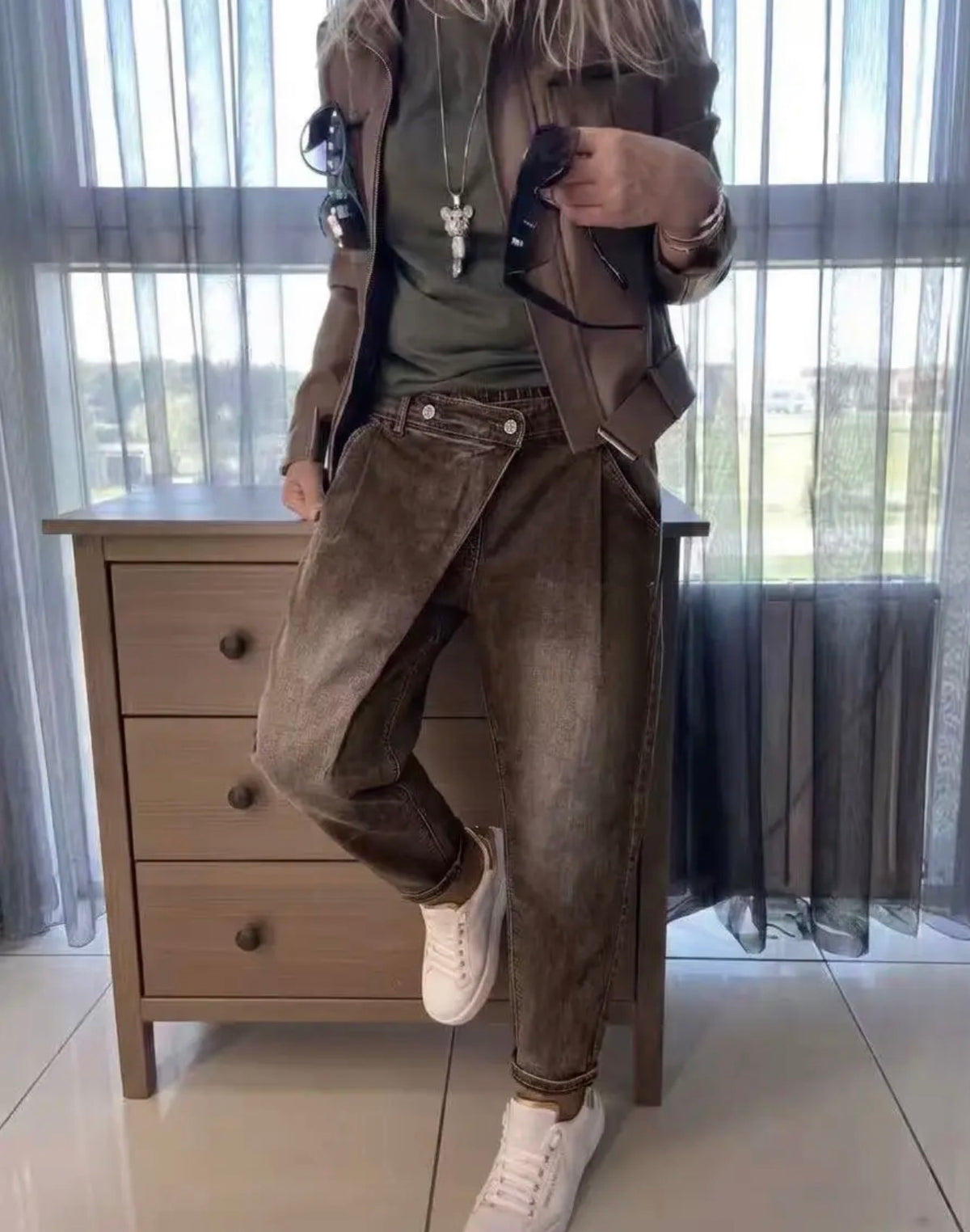 HAREM Pantalon à taille croisée avec ceinture