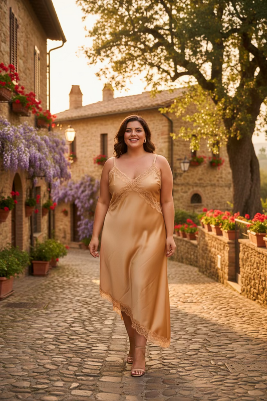 408 ROBE EN SATIN EN DENTELLE