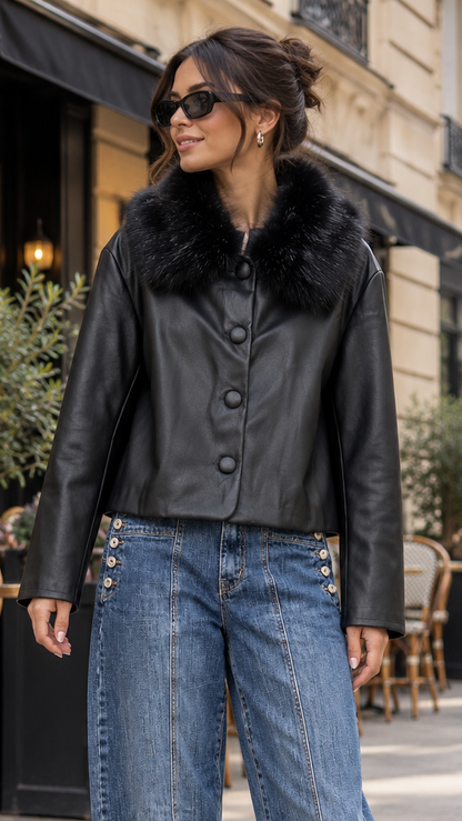 JAVA Veste courte avec fourrure similicuir