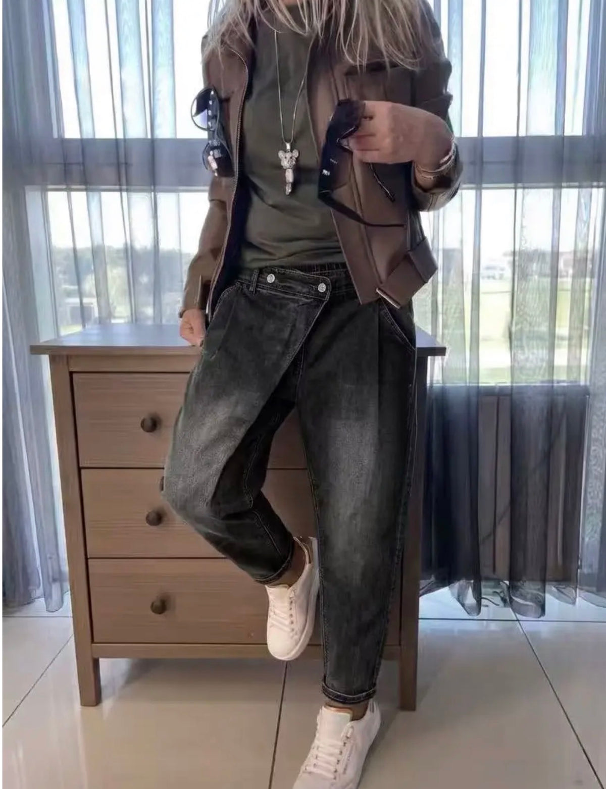 HAREM Pantalon à taille croisée avec ceinture