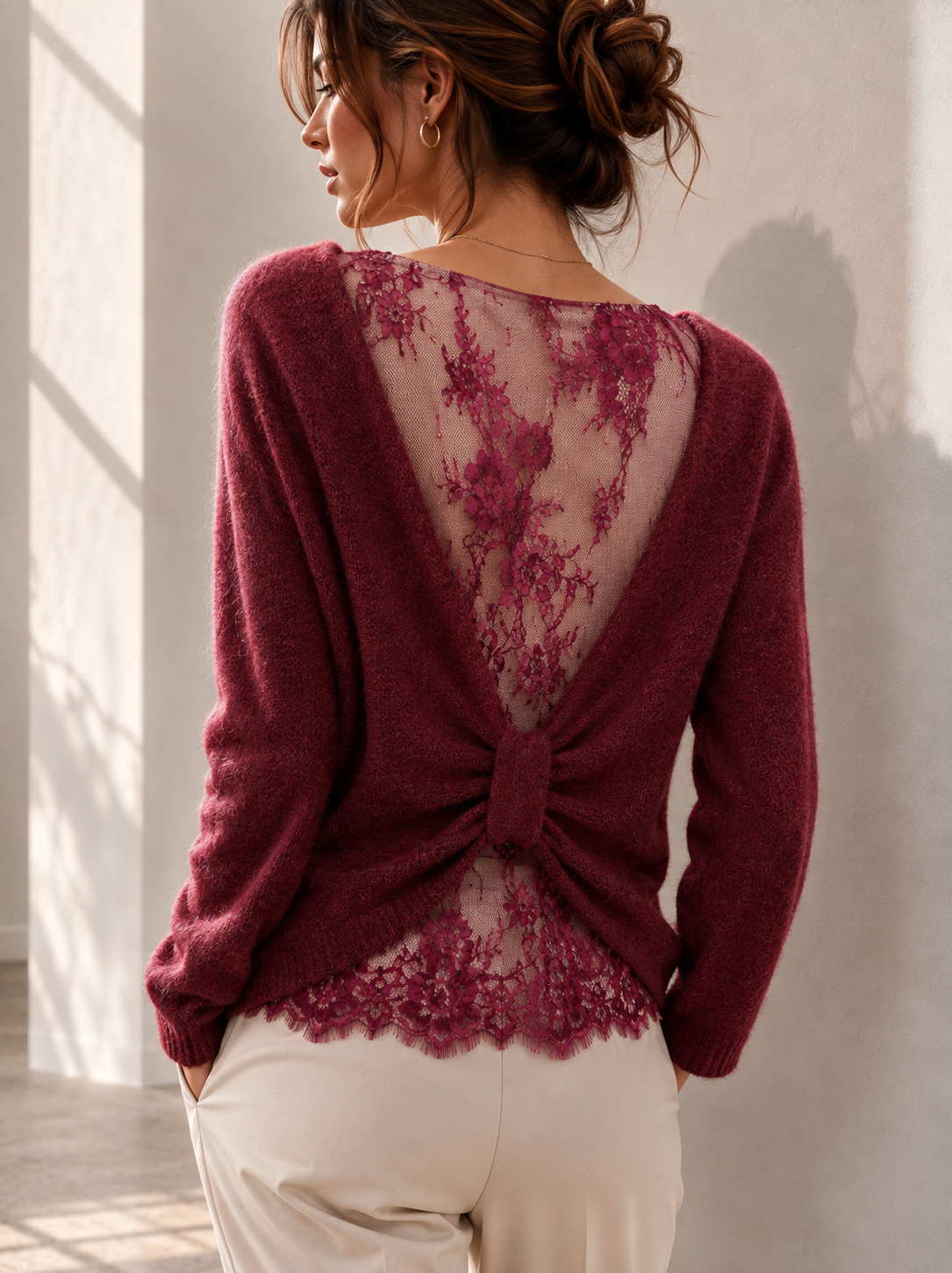 LILAS Pull dos dentelle