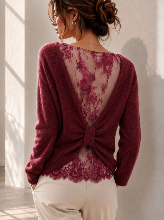 LILAS Pull dos dentelle