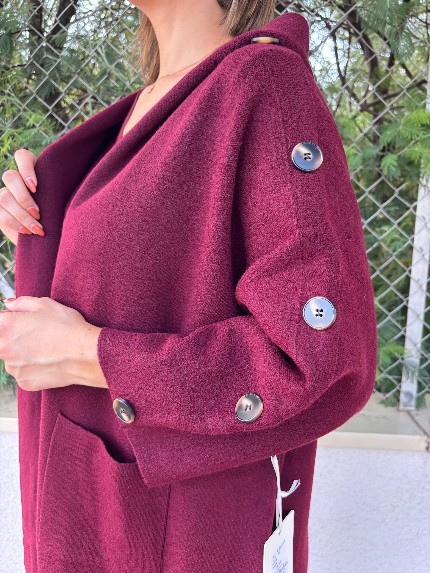 INÈS veste longue manche 3/4 boutonnée