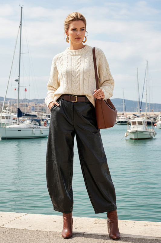 GABIN Pantalon barrel similicuir