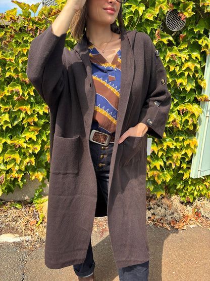 INÈS veste longue manche 3/4 boutonnée