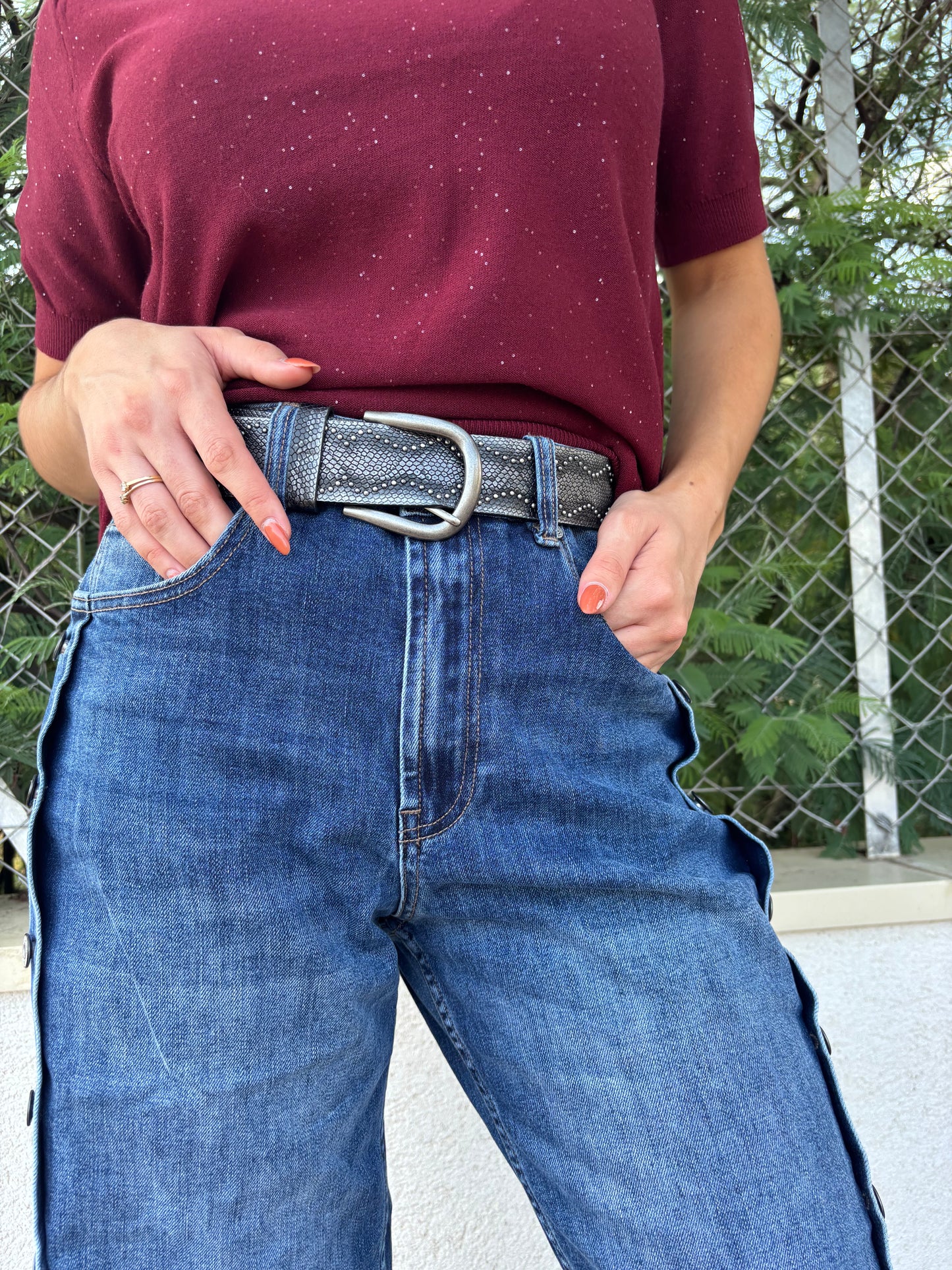 AXEL jean boutonné avec ceinture