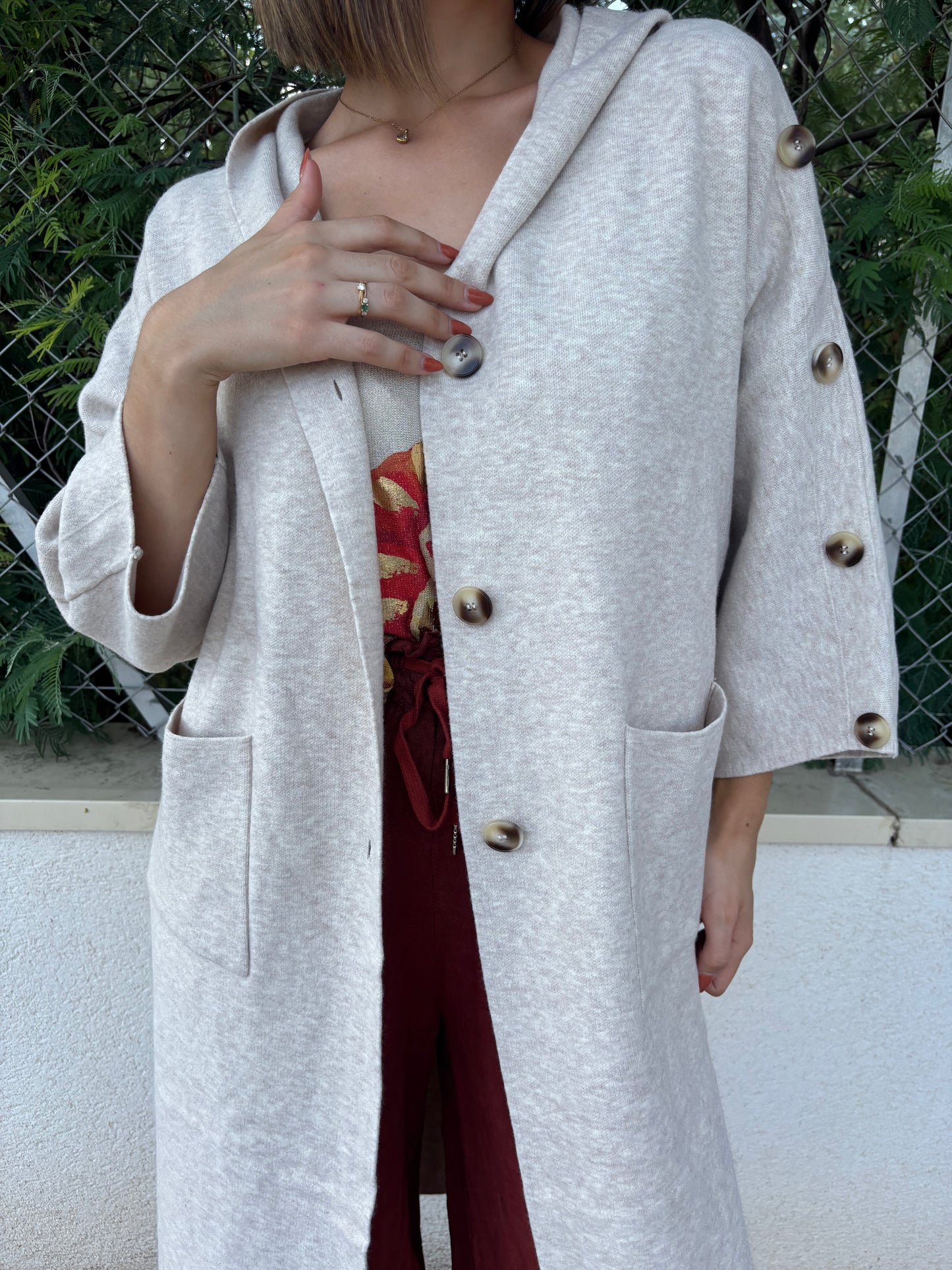 INÈS veste longue manche 3/4 boutonnée
