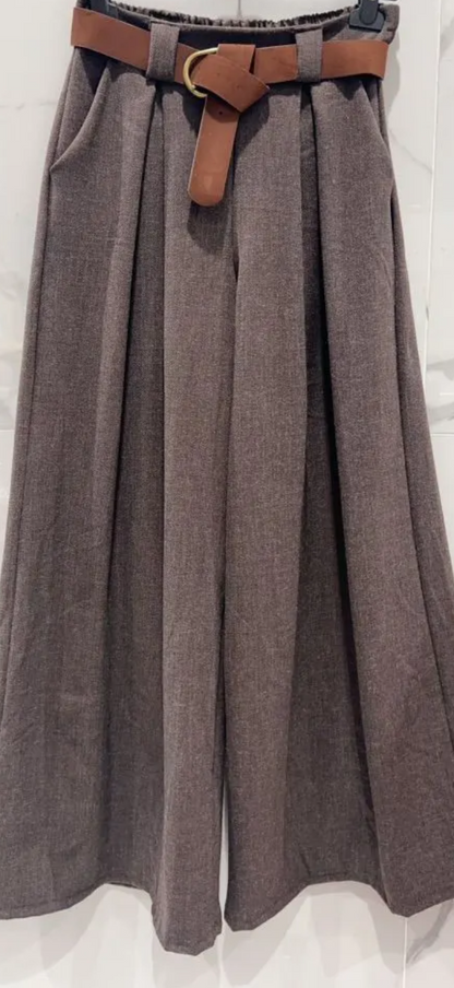 JUNE Pantalon large avec ceinture