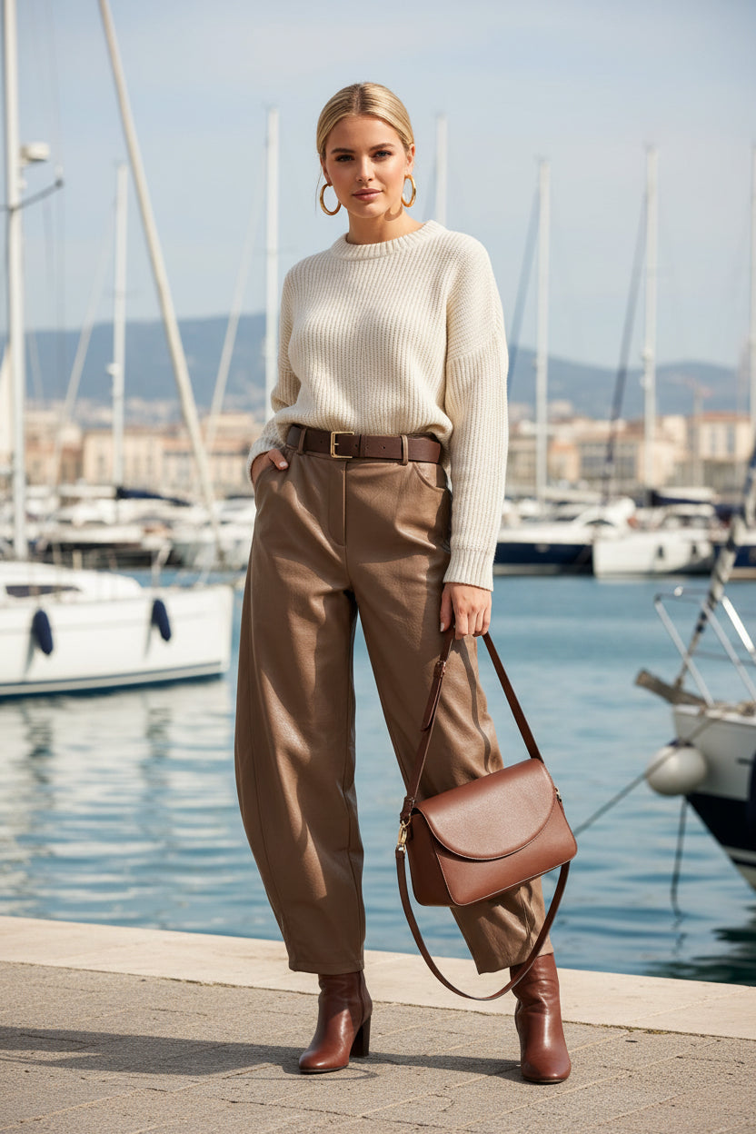 GABIN Pantalon barrel similicuir