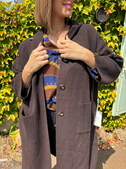 INÈS veste longue manche 3/4 boutonnée