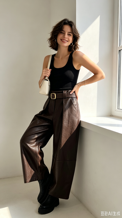 Scarlett pantalon barrel simili cuir