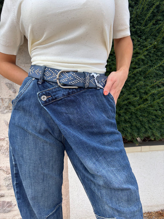 CÉLINE jean croisé avec ceinture