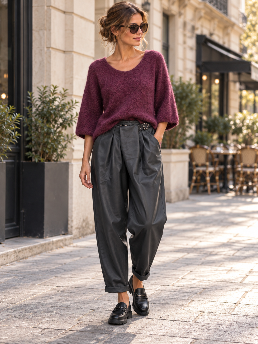 REGIS Pantalon avec pince similicuir