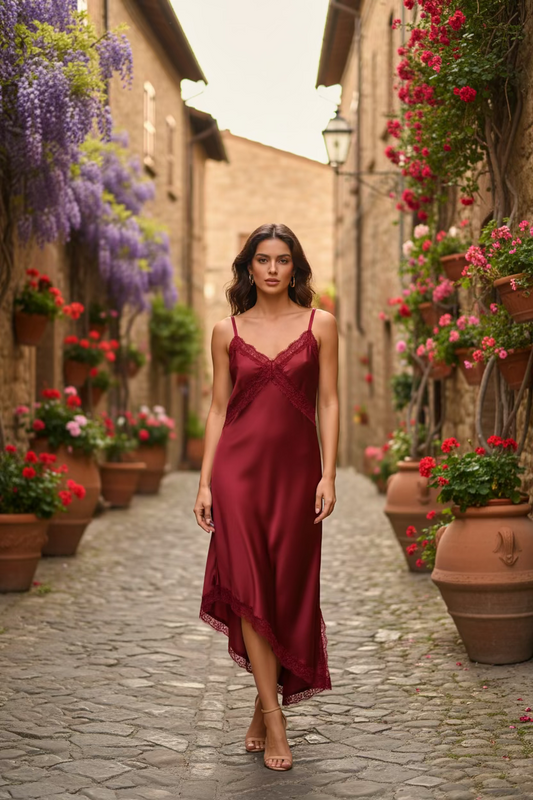 408 ROBE EN SATIN EN DENTELLE