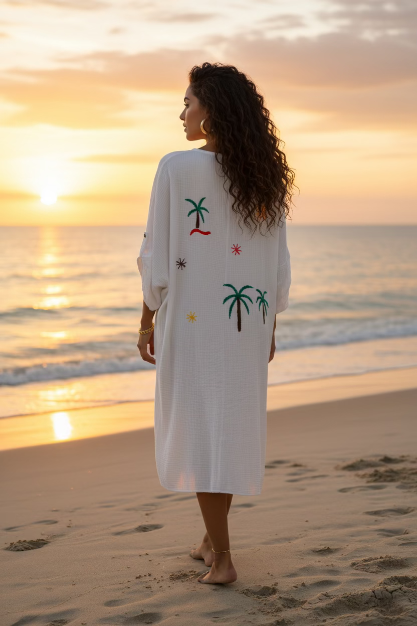 491 ROBE GAZE DE COTON PALMIER