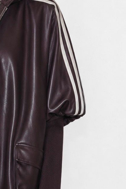 KATE veste simili cuir avec bande