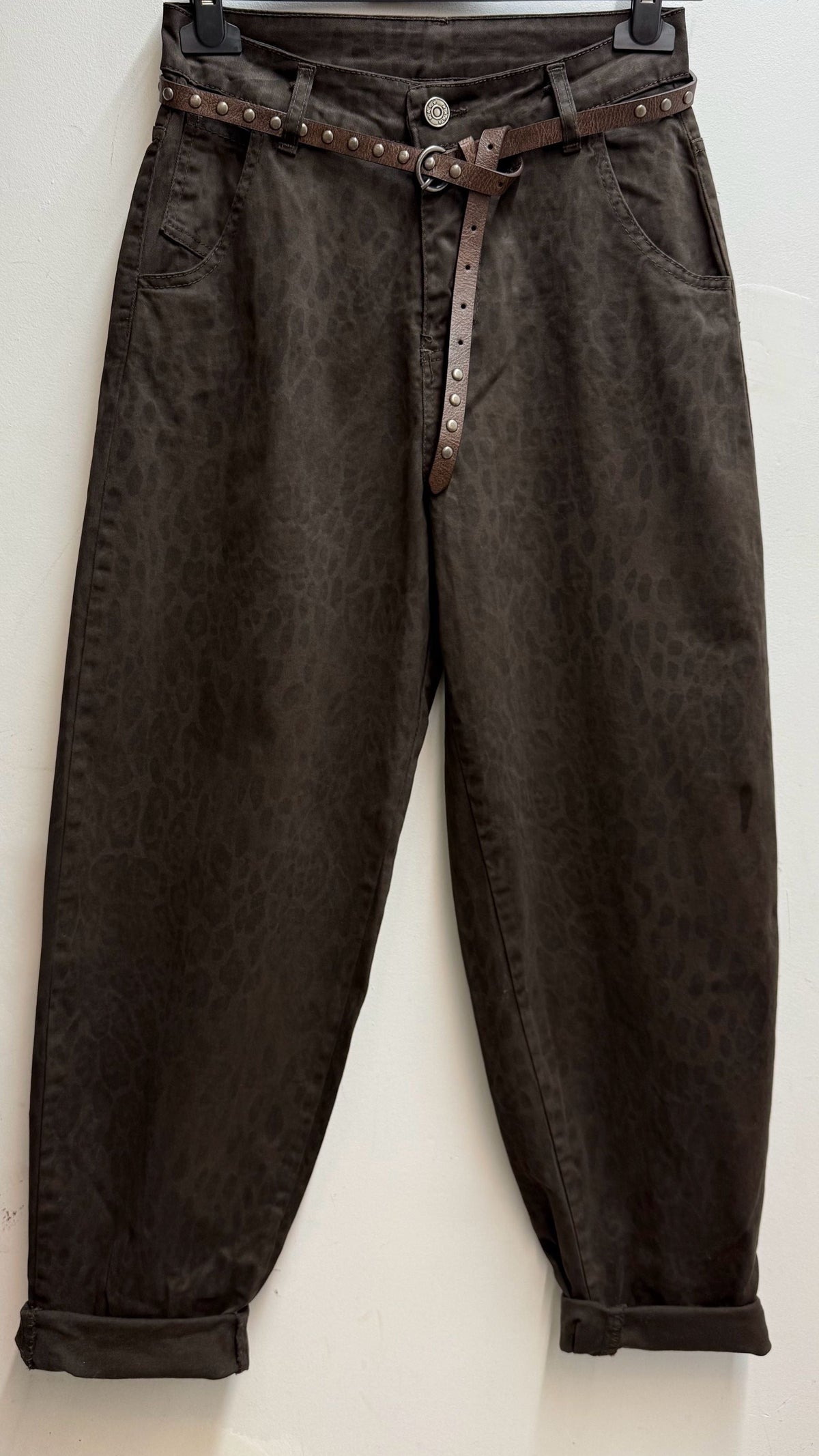 NOA Pantalon léopard avec ceinture