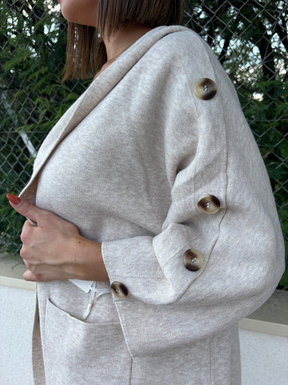 INÈS veste longue manche 3/4 boutonnée