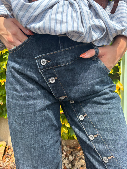 ZORA jean fantaisie bouton croisé avec ceinture