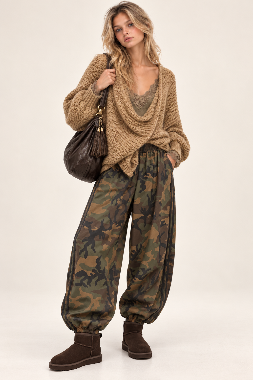 ALEXANDRA Pull grosse maille croisé