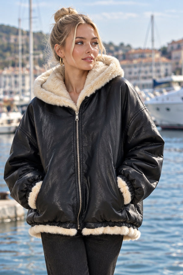 LENY Bomber réversible similicuir/fourrure