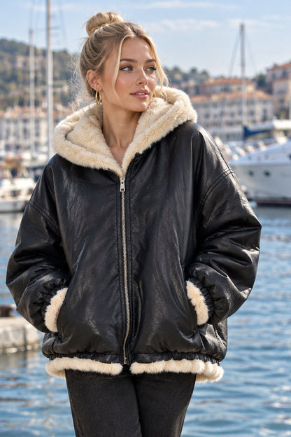 LENY Bomber réversible similicuir/fourrure