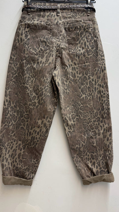 NOA Pantalon léopard avec ceinture