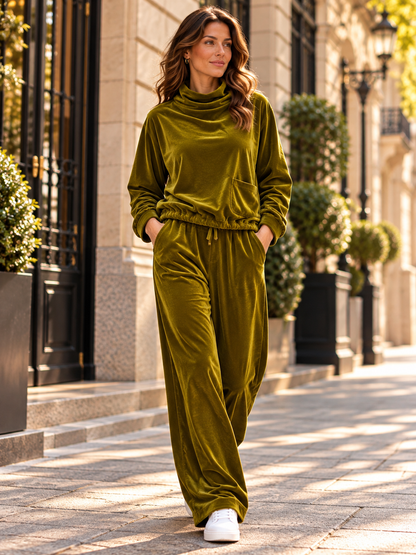 AUSTIN Pantalon barrel en panne de velours