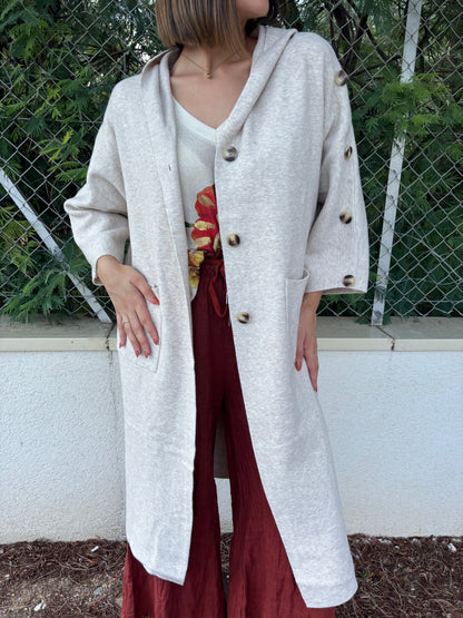INÈS veste longue manche 3/4 boutonnée