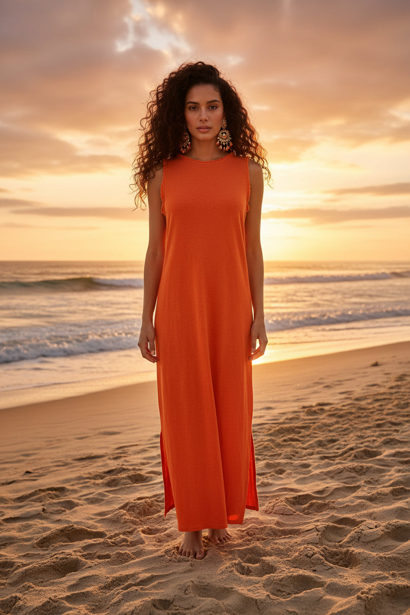 642 ROBE SANS MANCHE COTON