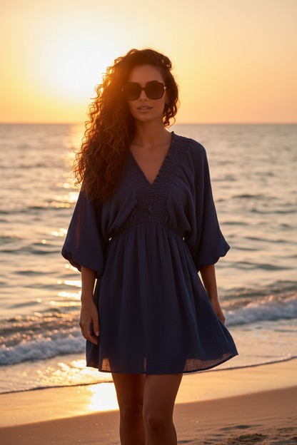 665 Robe de plage gaze de coton