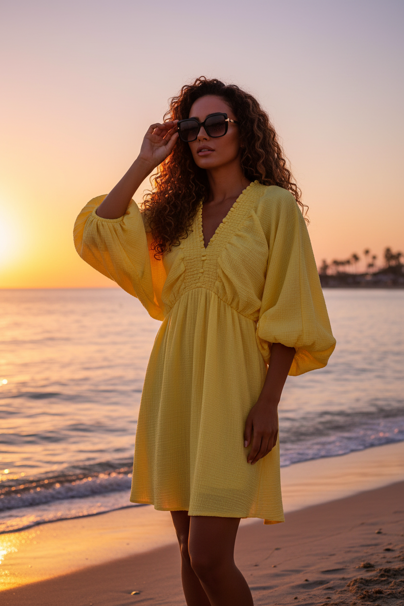 665 Robe de plage gaze de coton