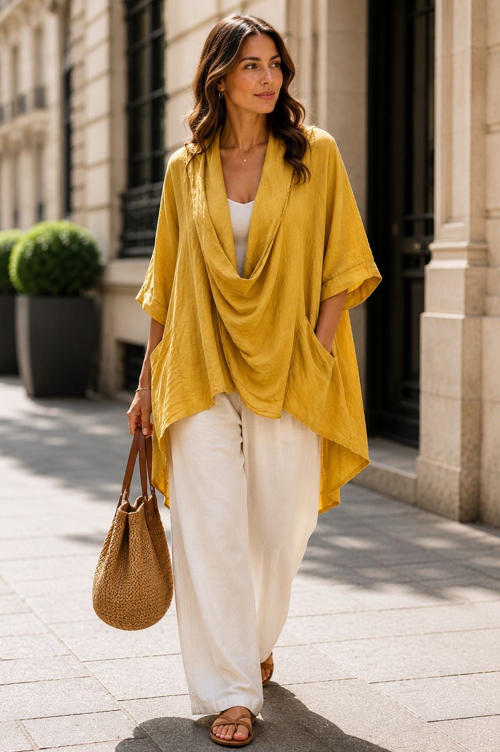 696 poncho en lin
