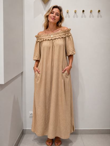 698 robe longue épaule