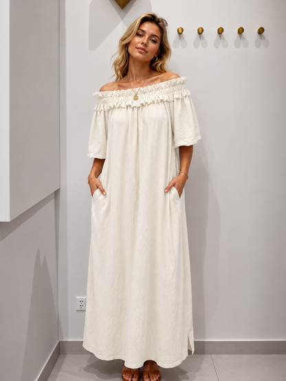 698 robe longue épaule