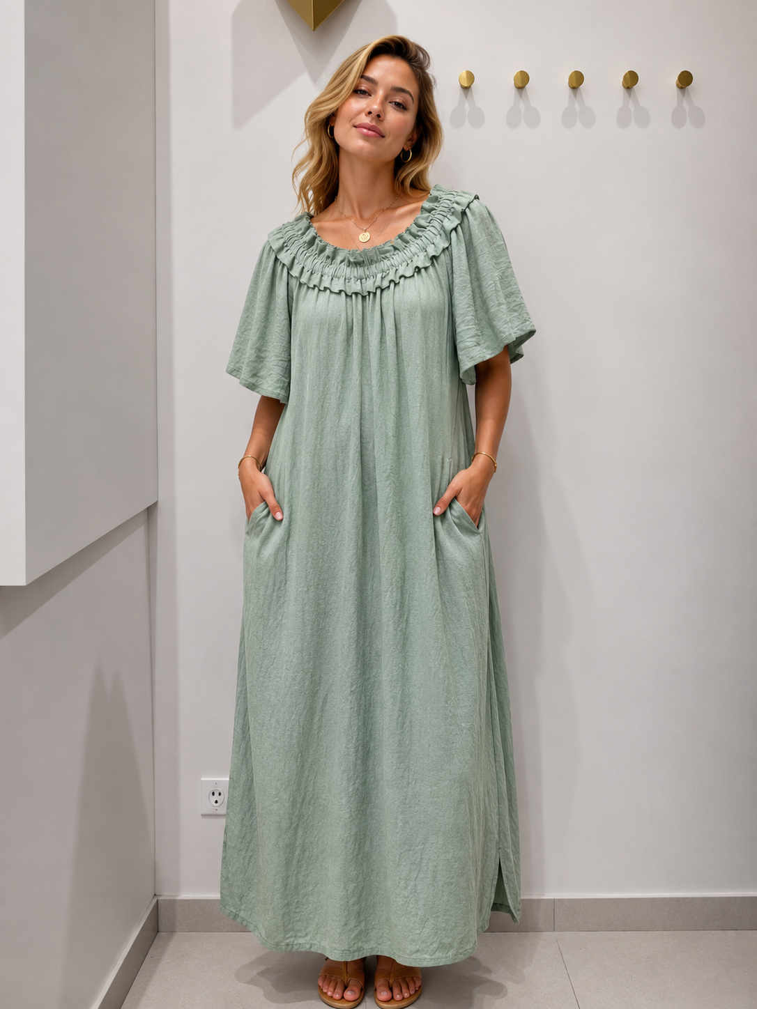 698 robe longue épaule