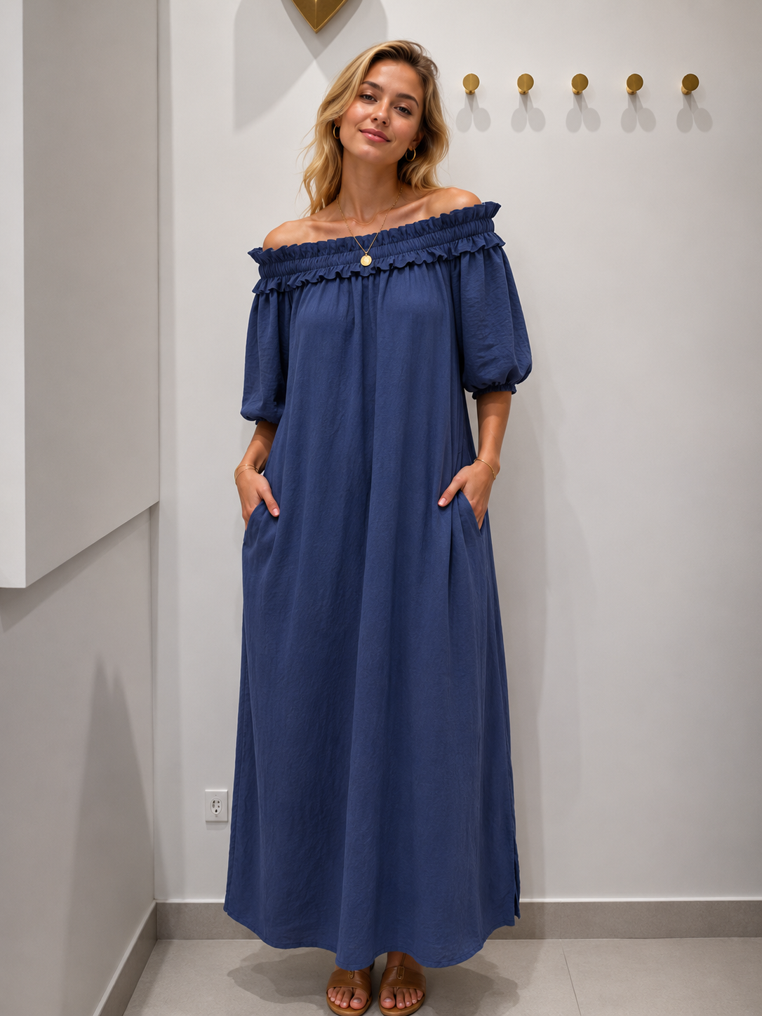 698 robe longue épaule
