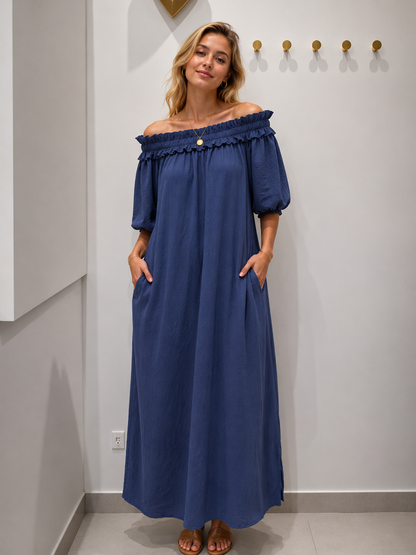 698 robe longue épaule